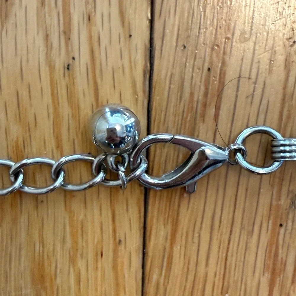 Western Silver Tone Concho Chain Belt Scalloped Diamond‎ Sunburst Etched Boho